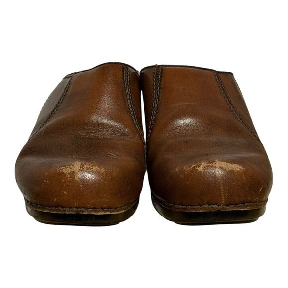 Dansko Brown Leather Mule Clogs Women's Size 38 Slip On Comfort Shoes Backless - Picture 2 of 7